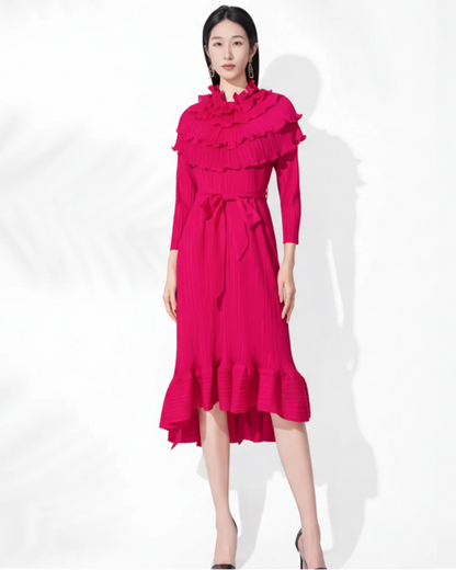 Luxury Pleated Midi Dress