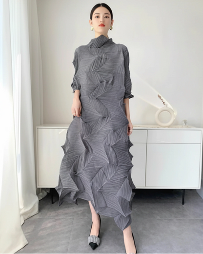 Plissé Diamond Geometric Dress