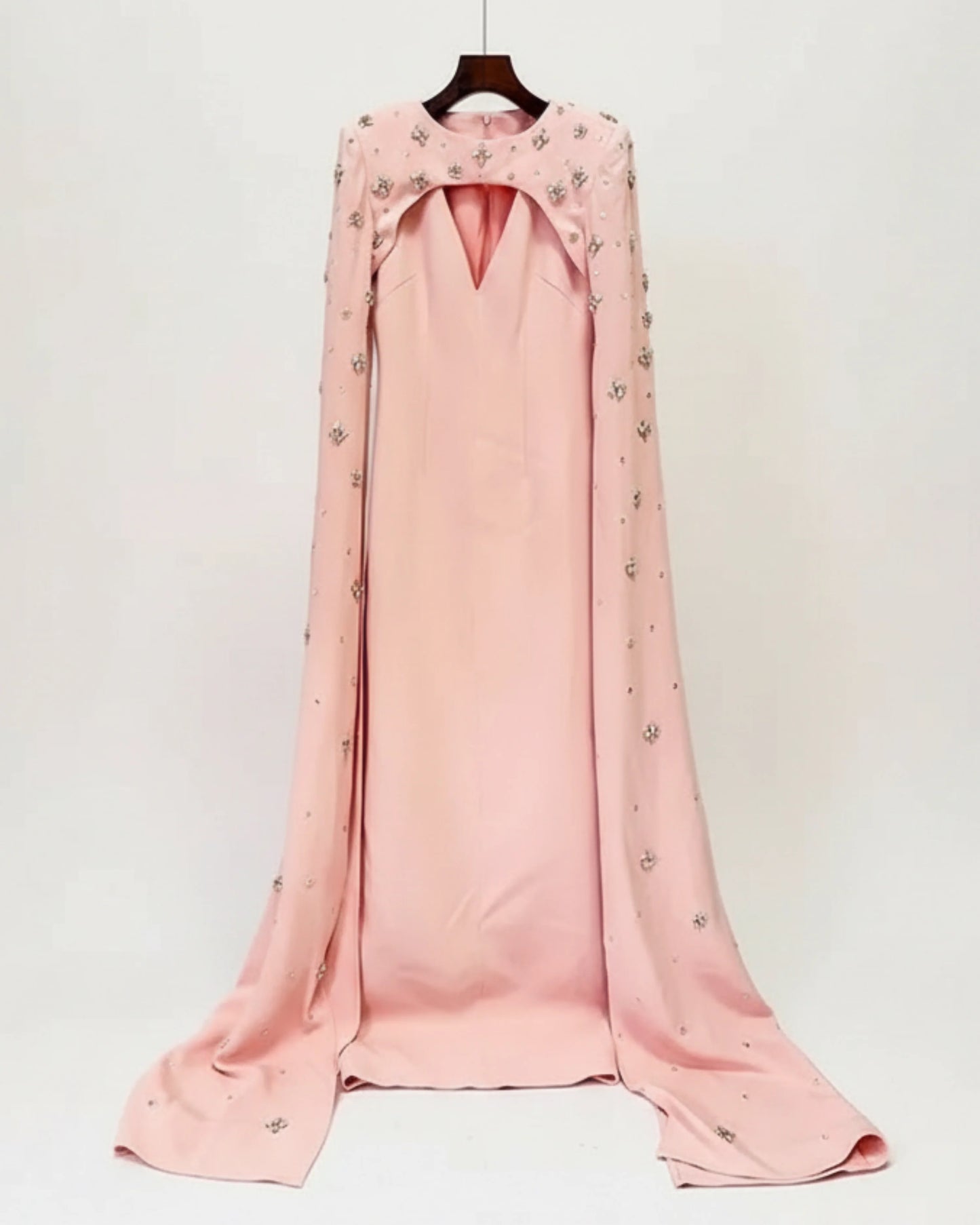 Luxury Formal Crystal Cape Dress