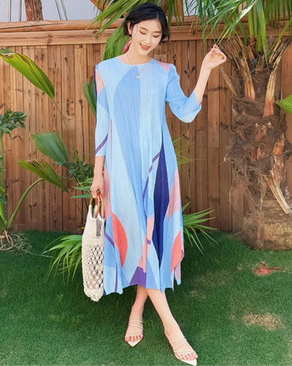 Trapeze Pleated Lightweight Dress