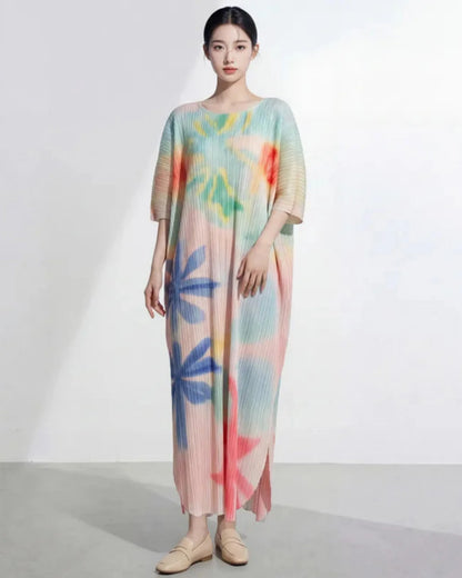 Women’s Pleated Plissé Caftan Dress Formal Designer