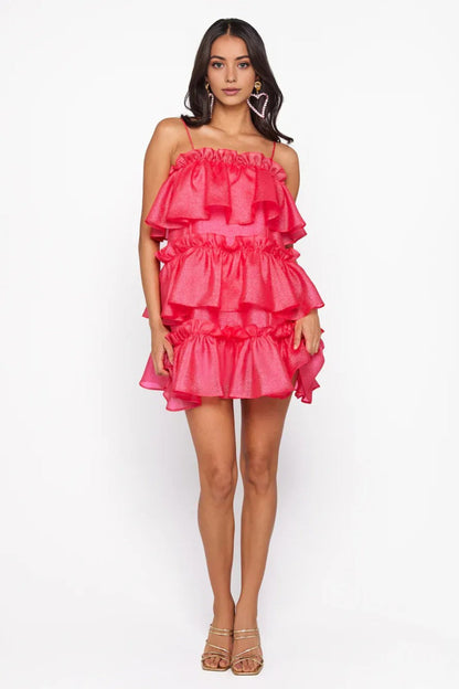 Champagne Towers Mini Dress Hot Pink