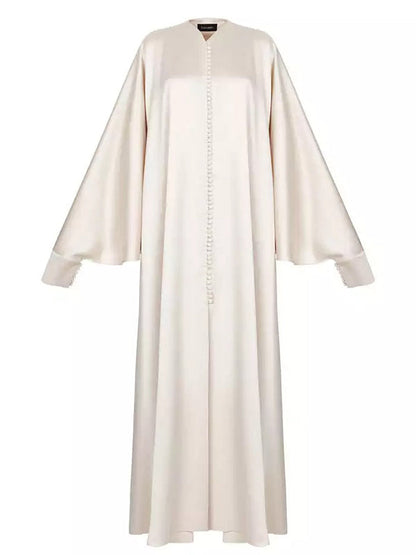 Batwing Sleeves Solid Color Split-Front Maxi Dresses