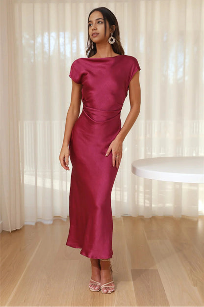Faithful Nights Satin Midi Dress